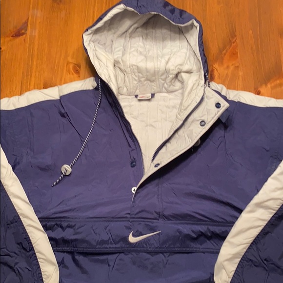 Nike Puffer Pullover Nylon Coat Vintage Blue - Picture 1 of 7